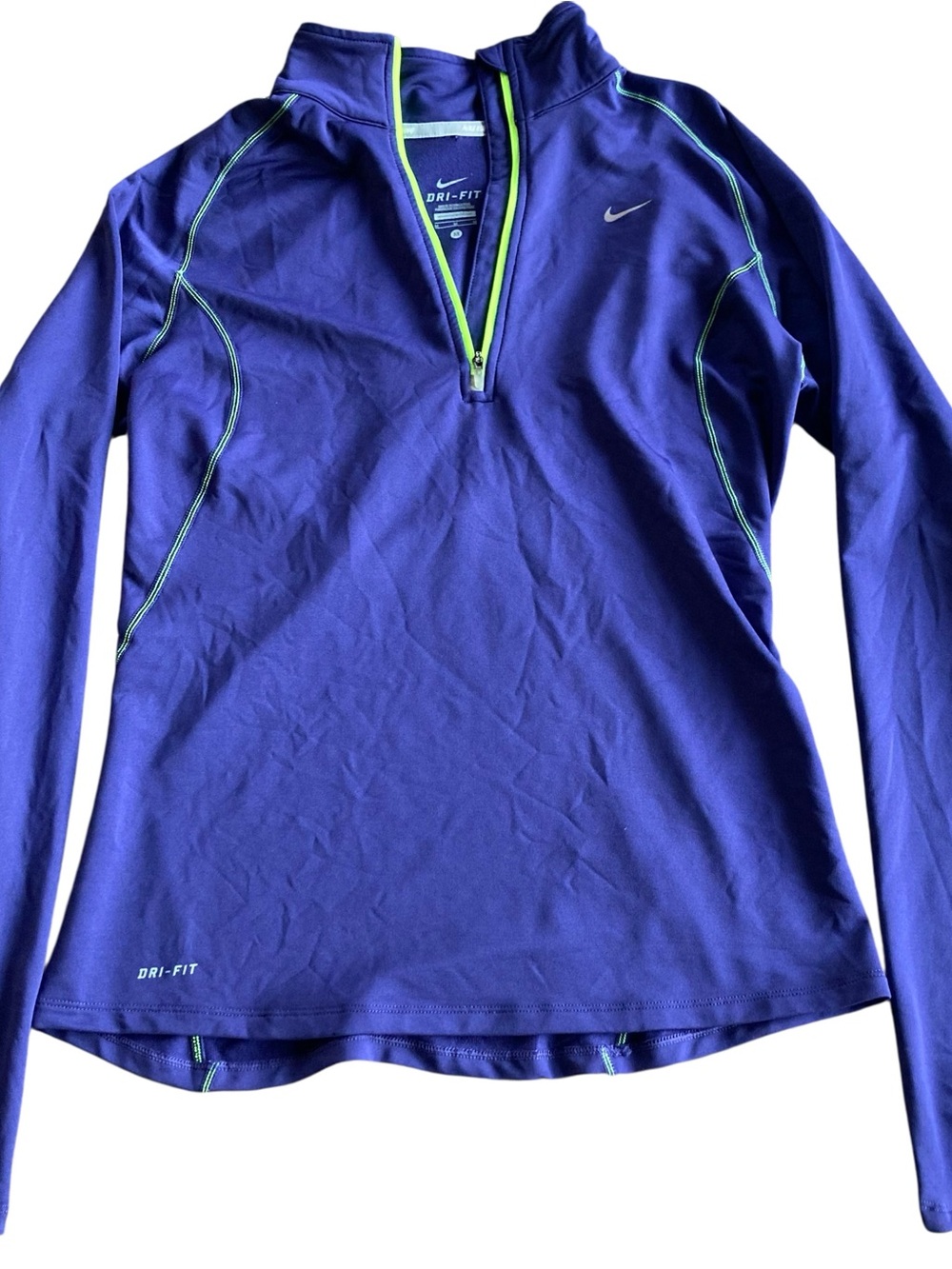 Nike Purple 1/4 Zip Dri-FIT Pullover with Lime Accents